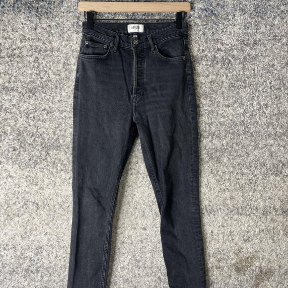 AGOLDE Denim - AGOLDE Jeans Womens‎ 25 Black High Rise Skinny Button Fly Organic Cotton Stretch